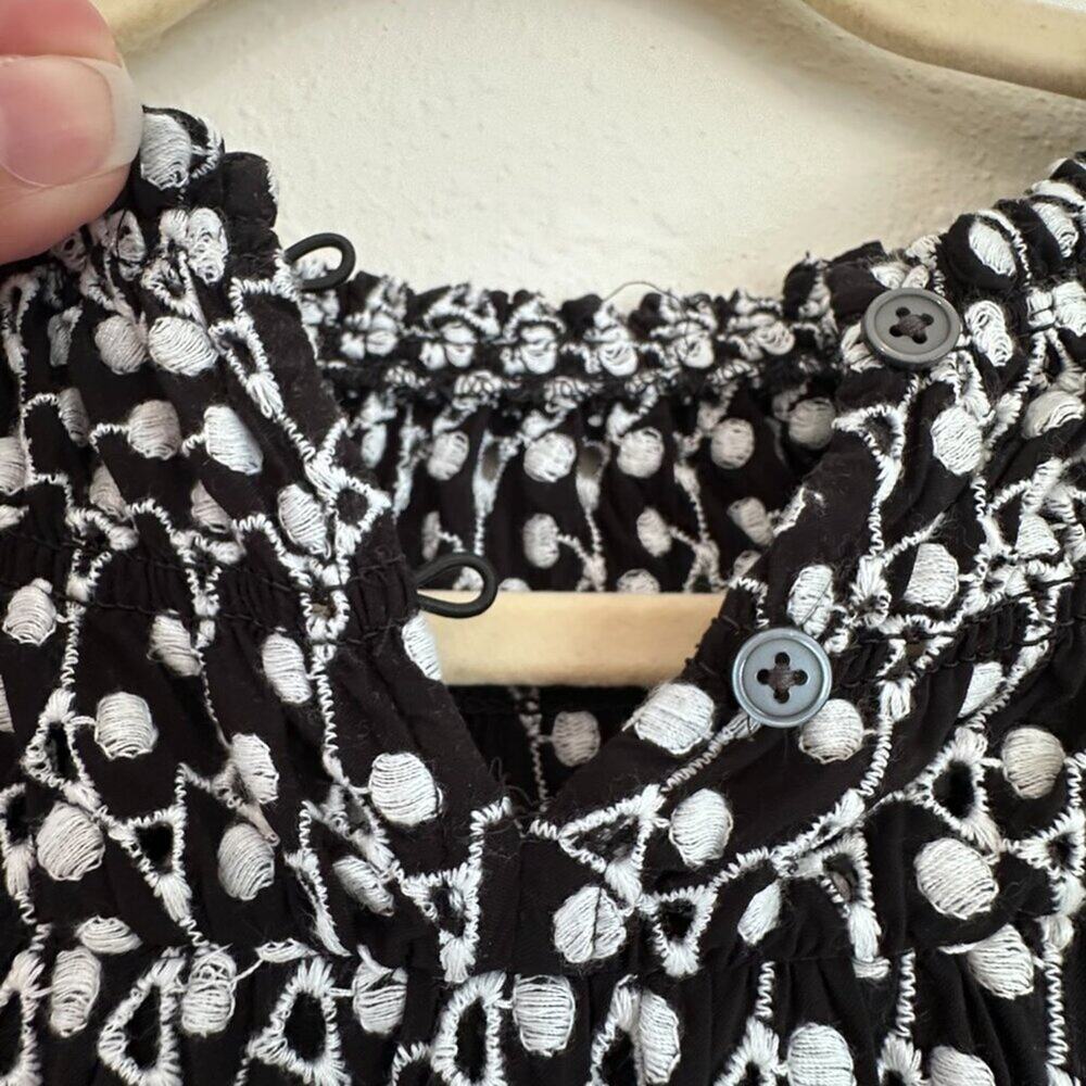 Ann Taylor Loft Eyelet Smocked Yoke Swing Dress, Size Small - Picture 5 of 9